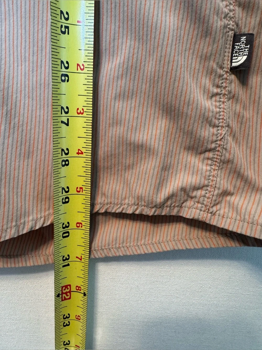 The North Face Men's XL orange Gray Striped Long Sleeve Hiking Shirt Gorpcore